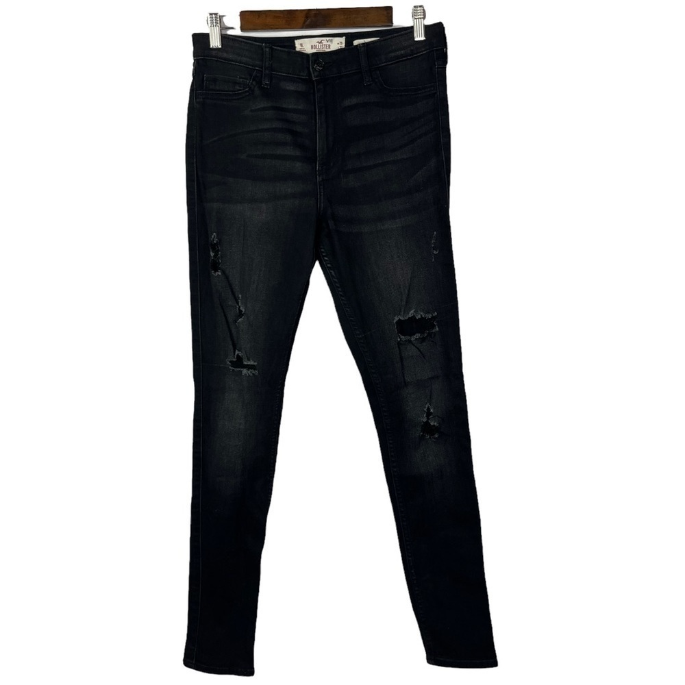Hollister Black High Rise Super Skinny Distressed Jeans 9L /‎ 29
